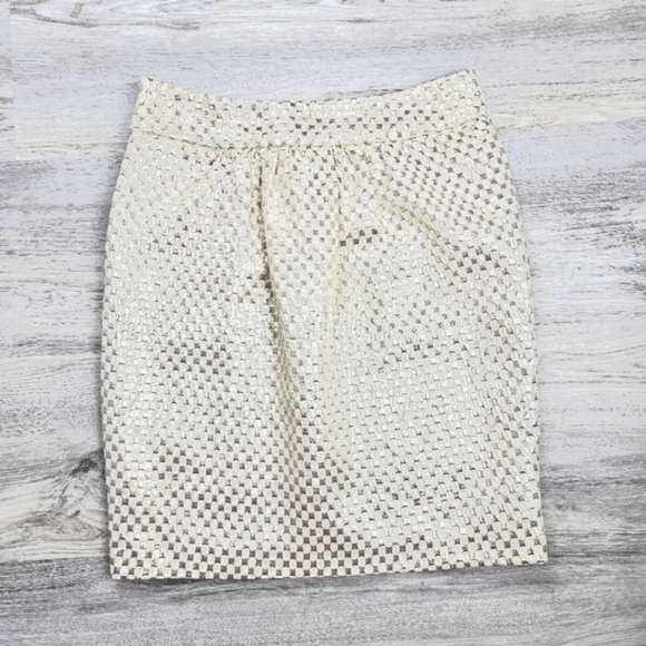 Eci Gold Metallic Checkered Mini Skirt Size 6